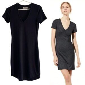 Golden by Tna for Aritzia - Inland V-Neck T-Shirt Dress | Black | Size Medium